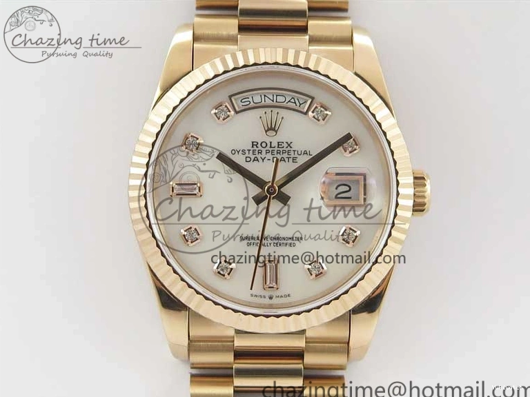 Day-Date Dial President RG on 128239 MOP Best Bp Edition Maker White Crystral Markers 36 Bracelet RG 0715